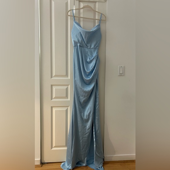 Modaglam Penelope Powder Blue High Slit Gown - Picture 2 of 5